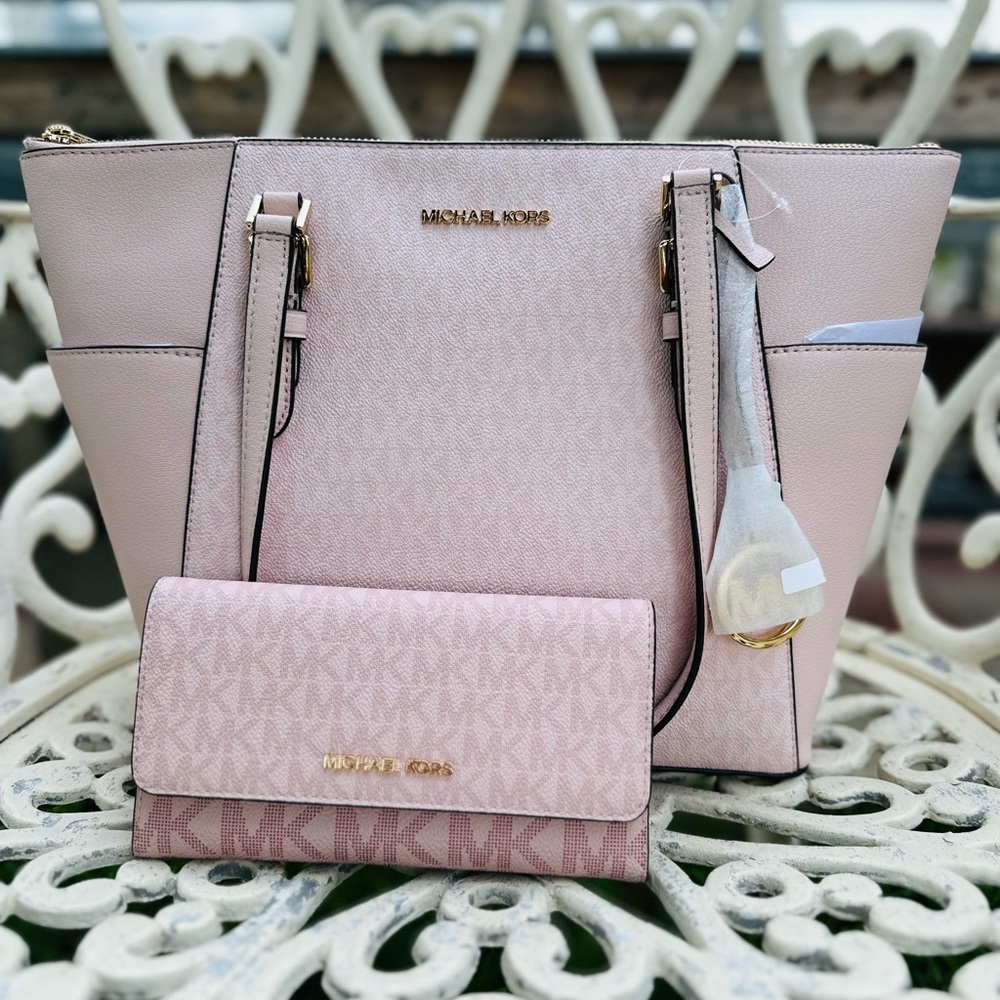 Michael Kors Pink Tote and Wallet Set